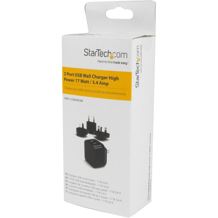 Φορτιστής Τοίχου Startech USB2PACBK            Μαύρο