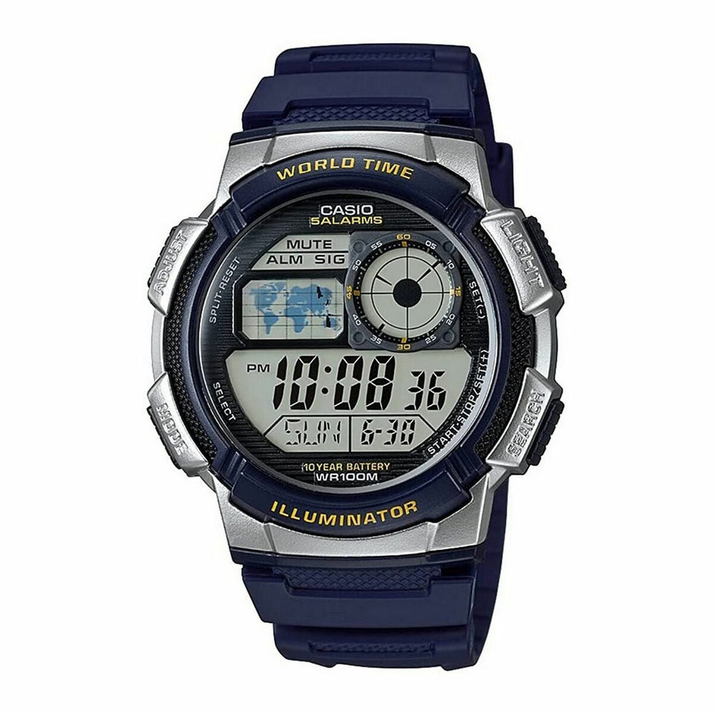 Ανδρικά Ρολόγια Casio WORLD TIME ILLUMINATOR - 5 ALARMS, 10 YEAR BATTERY Μαύρο Γκρι (Ø 40 mm) (Ø 43 mm)