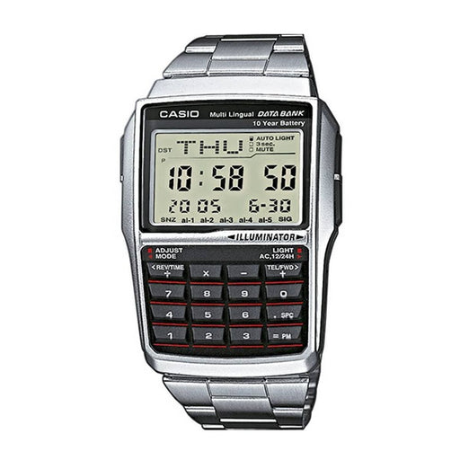 Ανδρικά Ρολόγια Casio DATABANK CALCULATOR STEEL Μαύρο Ασημί