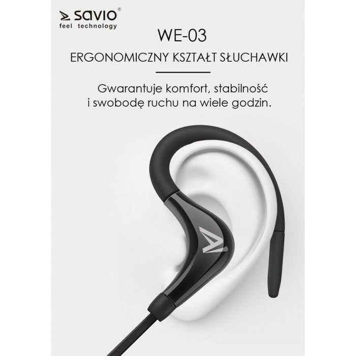 Σπορ Ακουστικά Bluetooth Savio WE-03 Μαύρο