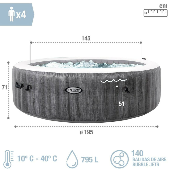 Φουσκωτό Spa Intex Purespa Greywood Deluxe 28440EX 220-240 V 4 θέσεις 1741 l/h