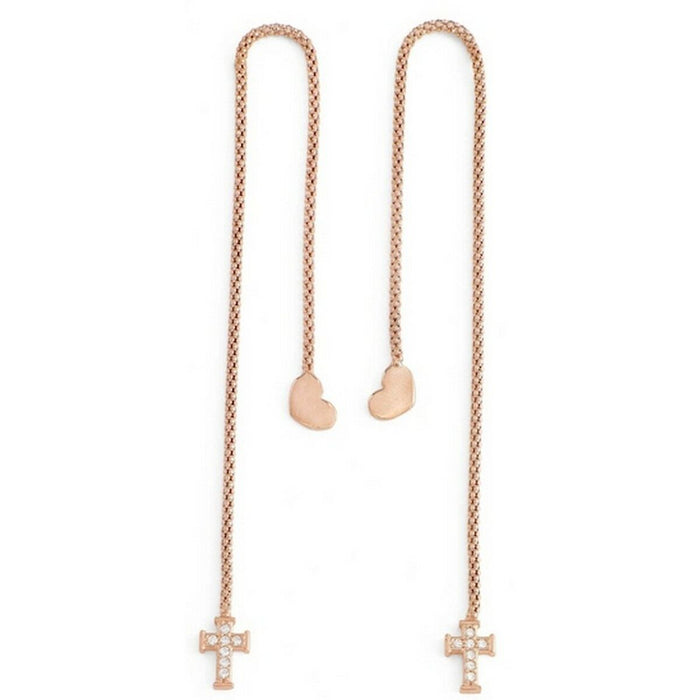 Γυναικεία Σκουλαρίκια Amen CUORE CROCE CRISTALLI ROSE GOLD