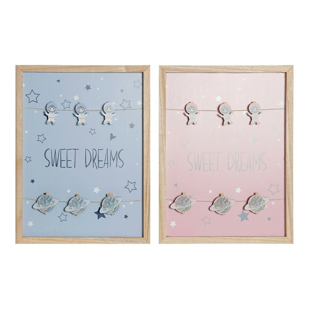 Πλαίσιο Φωτογραφιών με Σφιγκτήρες DKD Home Decor Sweet Dreams Ξύλο Ξύλο MDF 40 x 40 x 3 cm (x2)