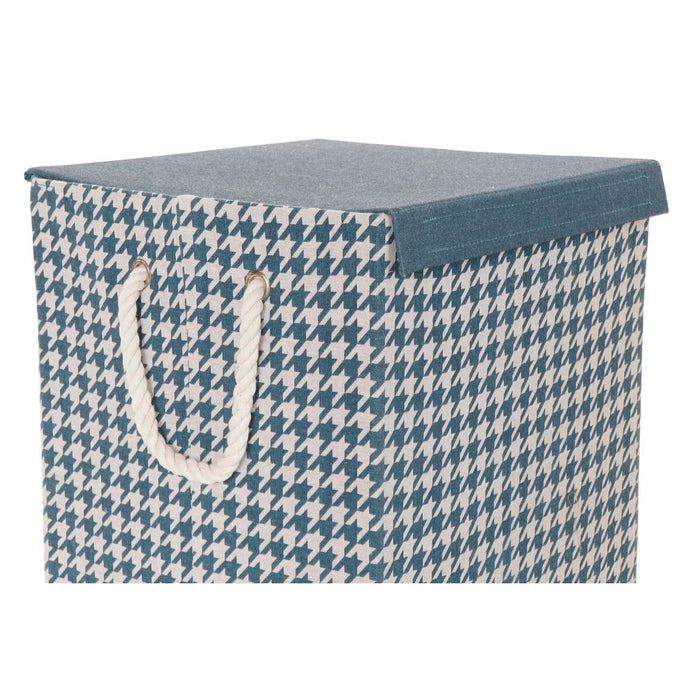 Καλάθι για τα Βρώμικα Ρούχα DKD Home Decor Houndstooth 36 x 36 x 55 cm Γκρι Μπλε Κίτρινο (3 Μονάδες)