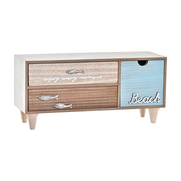 Κουτί-μπιζουτιέρα DKD Home Decor 34 x 13 x 16 cm Ξύλο Καφέ Τυρκουάζ