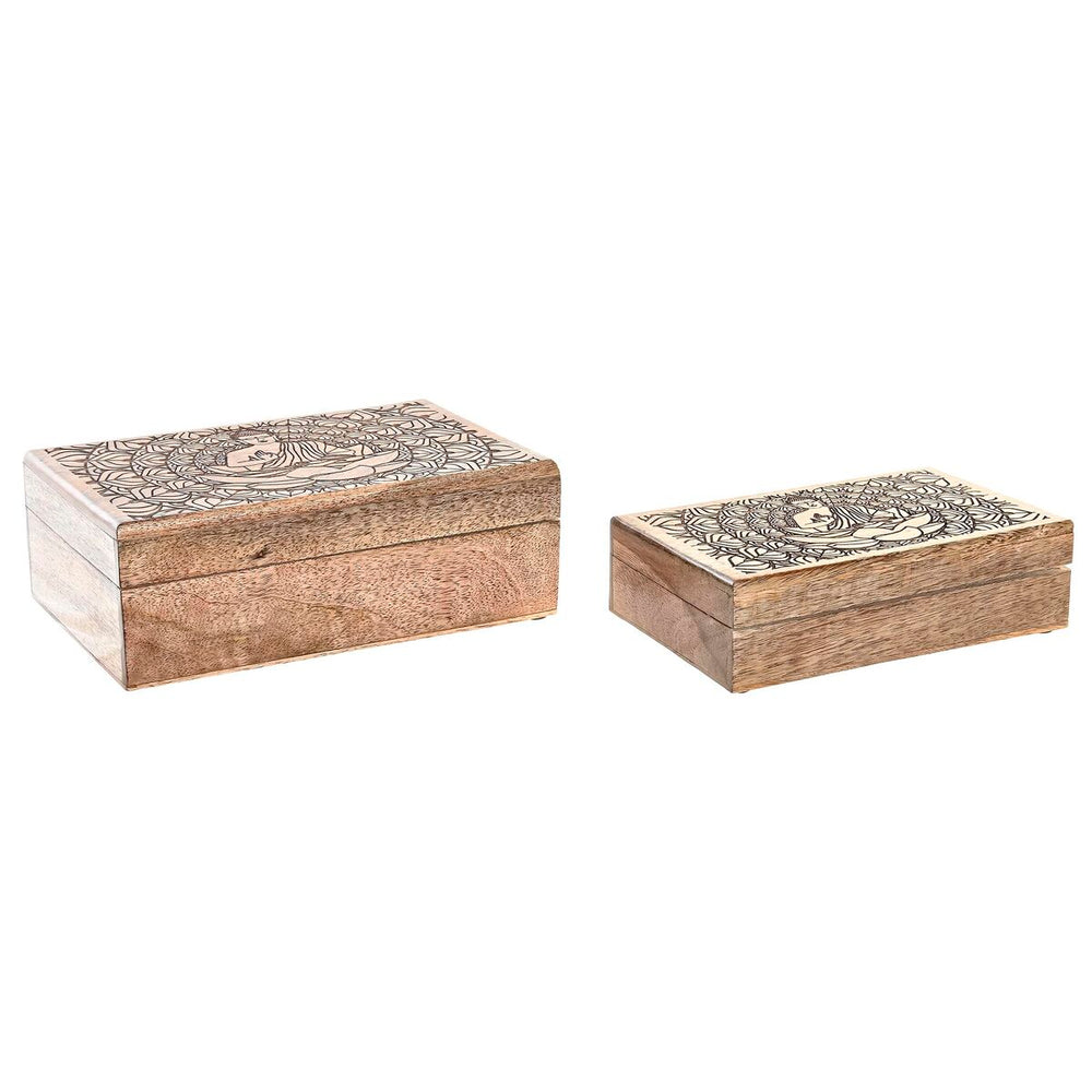 Κουτί-μπιζουτιέρα DKD Home Decor Καφέ Ξύλο από Μάνγκο 25 x 17 x 9 cm Σκούρο καφέ (x2)