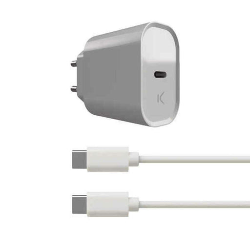 Φορτιστής Τοίχου + Καλώδιο USB C KSIX Λευκό 20W