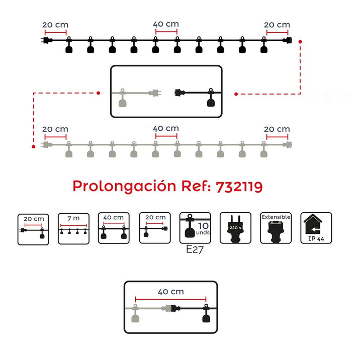 Γιρλάντα Φωτισμού LED Cottage E27 22 x 18 x 12 cm