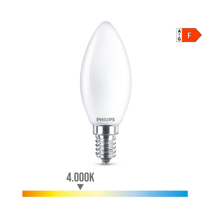 Λάμπα LED Philips Κερί Λευκό F 40 W 4,3 W E14 470 lm 3,5 x 9,7 cm (4000 K)