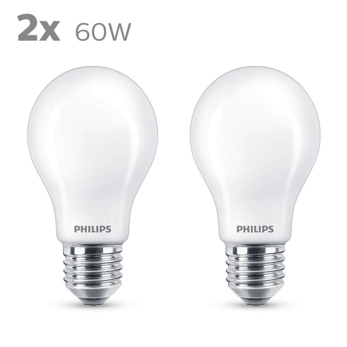 Λάμπα LED Philips Classic Standard 60 W Λευκό E E27 (2700 K) (x2)