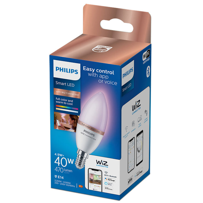 Λάμπα LED Philips Wiz Λευκό F 40 W 4,9 W E14 470 lm (2200K) (6500 K) (2200-6500 K)