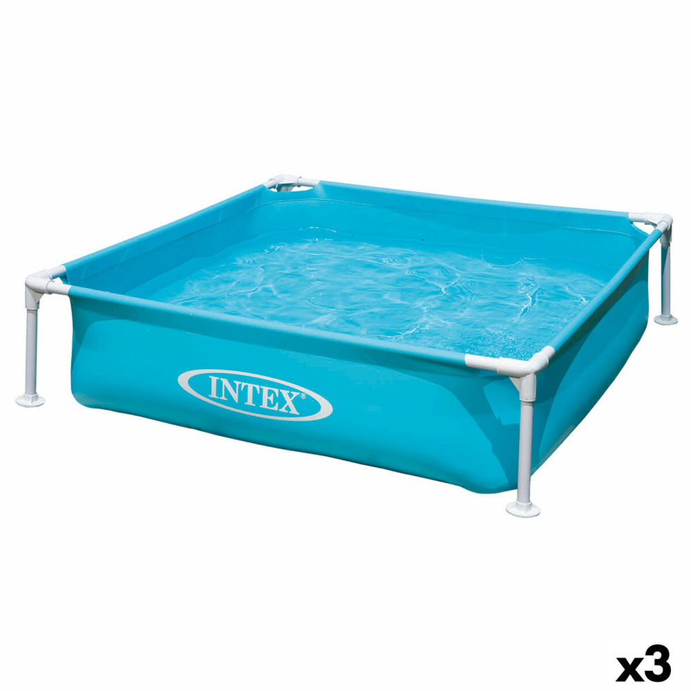 Παιδική πισίνα Intex Mini Frame Μπλε Τετράγωνο 342 L 122 x 30 x 122 cm (3 Μονάδες)